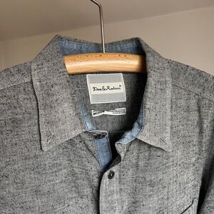 Deus Ex Machina Mens Grey Herringbone Long‎ Sleeve Button Up Shirt Medium Cotton